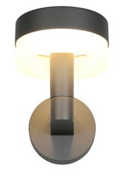 Moderne LED-Außenwandleuchte in schwarzem Design, frontal abgebildet.