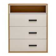 Kommode mit drei Schubladen und einem offenen Fach, Frontansicht