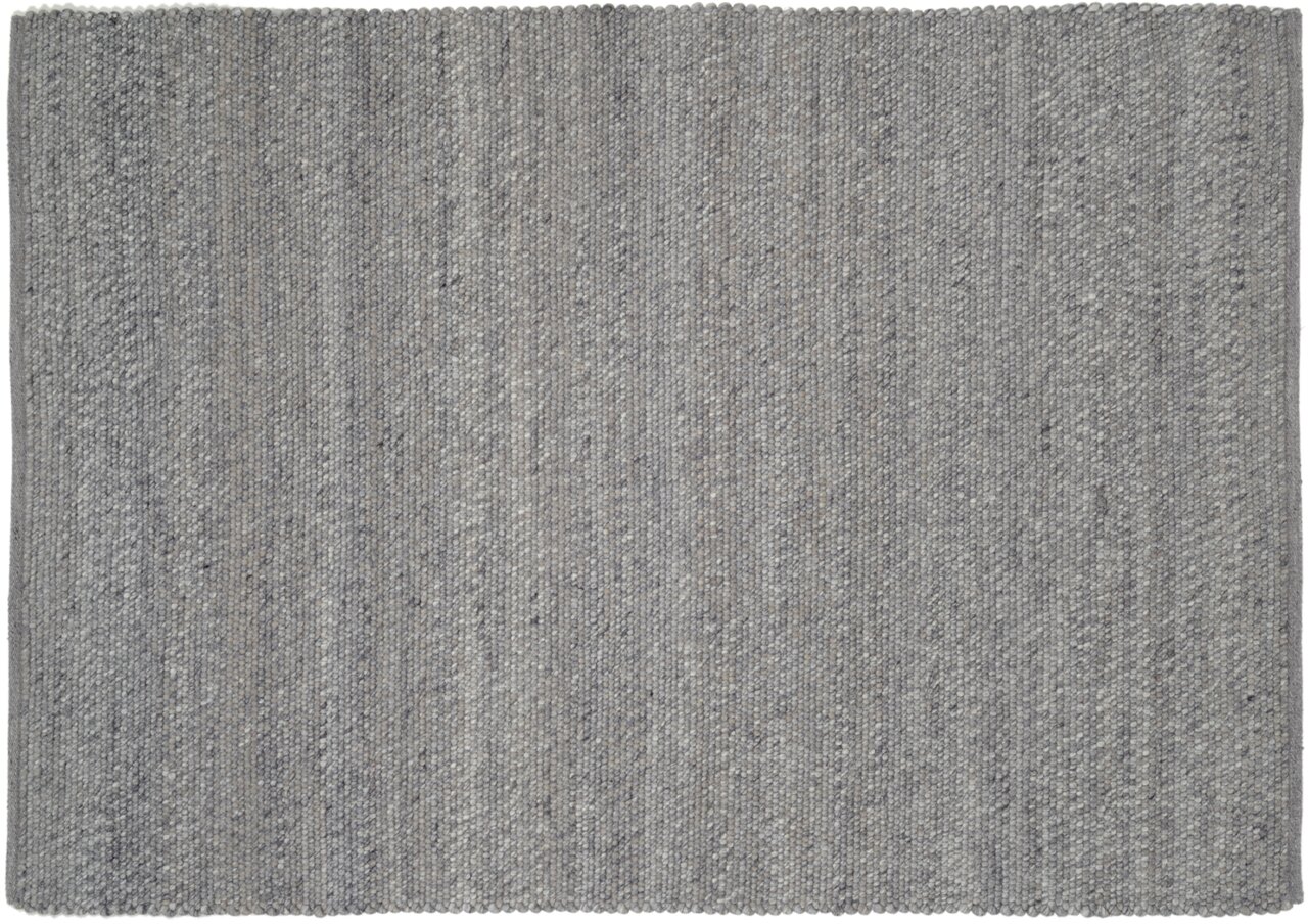 Grauer Handwebteppich in Draufsicht, gleichmäßiges Muster