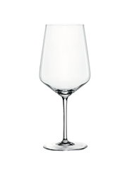Ein elegantes Weinglas aus klarem Glas, frontal abgebildet.