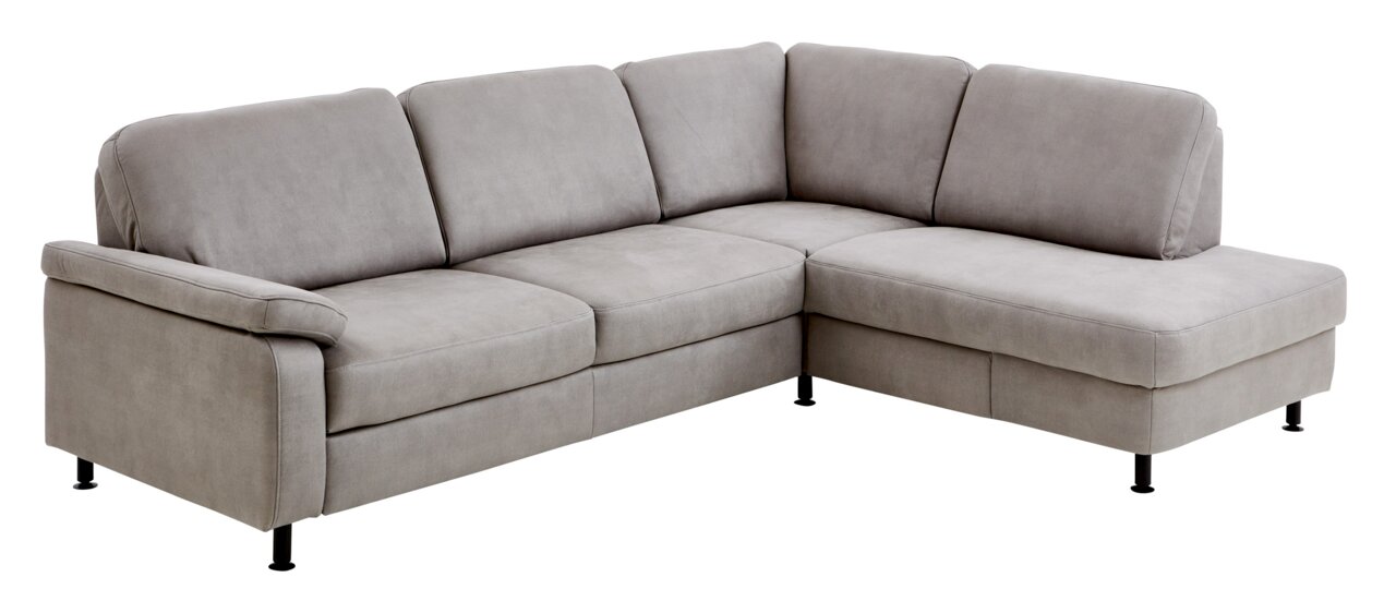 Beldomo System Ecksofa ROSTOCK Graue Polsterrundecke in L-Form, seitliche Perspektive