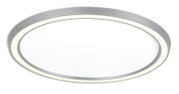 Ronde LED-plafondlamp in zilver, gezien vanaf de zijkant
