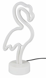 LED-Tischleuchte in Form eines Flamingos, seitliche Perspektive