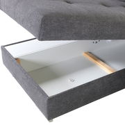 Graue Polsterecke mit Stauraum, geöffnete Ansicht von oben