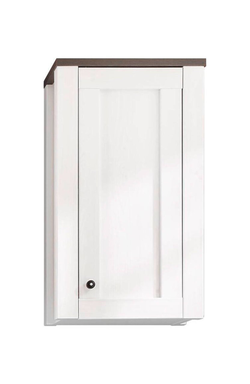 Weißer Hängeschrank mit dunkler Oberseite, Frontalansicht