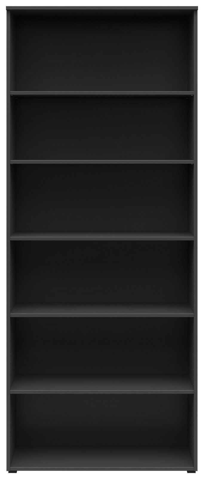 Carryhome Regal MULTISTAURAUM Schwarzes Regal mit fünf Einlegeböden, frontale Ansicht