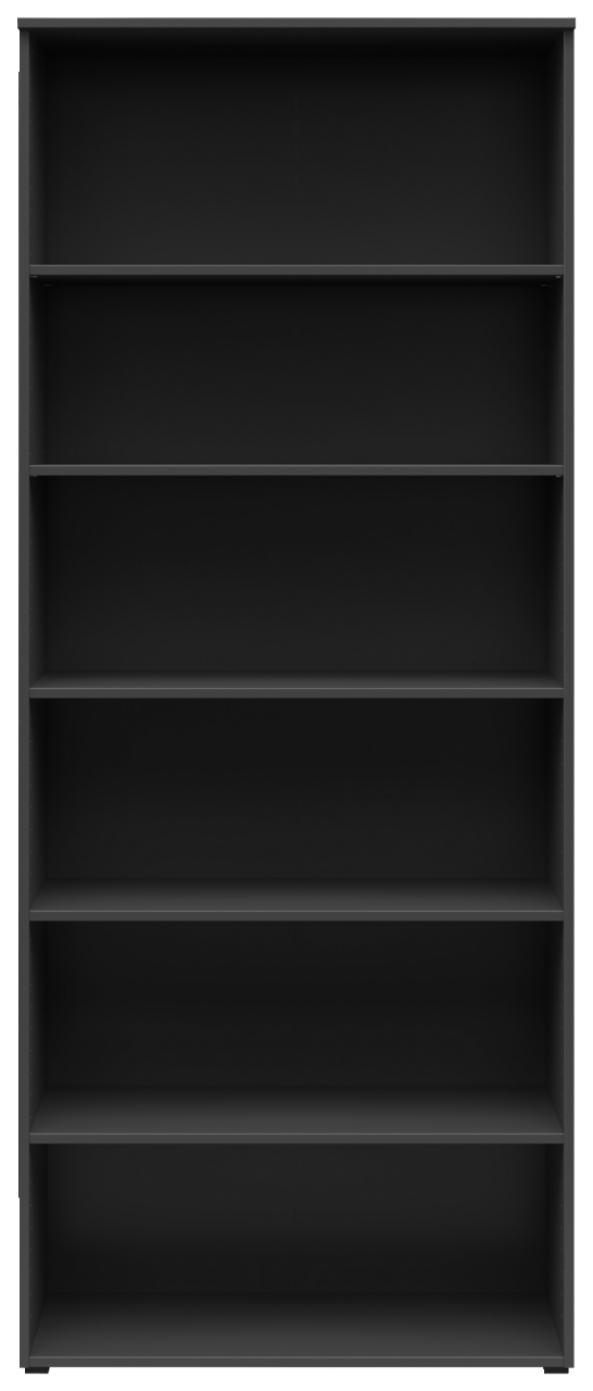 Carryhome Regal MULTISTAURAUM Schwarzes Regal mit fünf Einlegeböden, frontale Ansicht