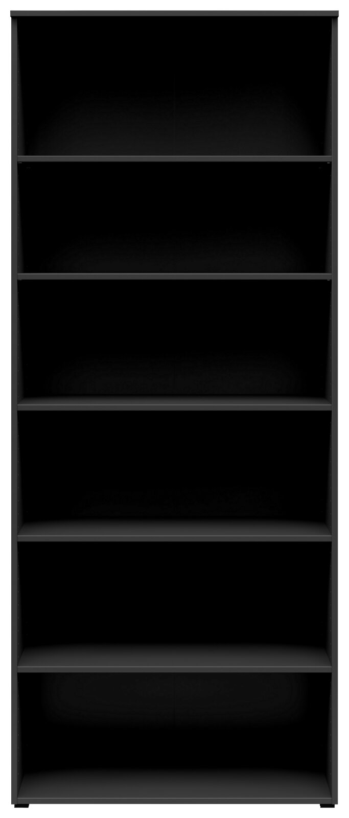 Carryhome Regal MULTISTAURAUM Schwarzes Regal mit fünf Einlegeböden, frontale Ansicht