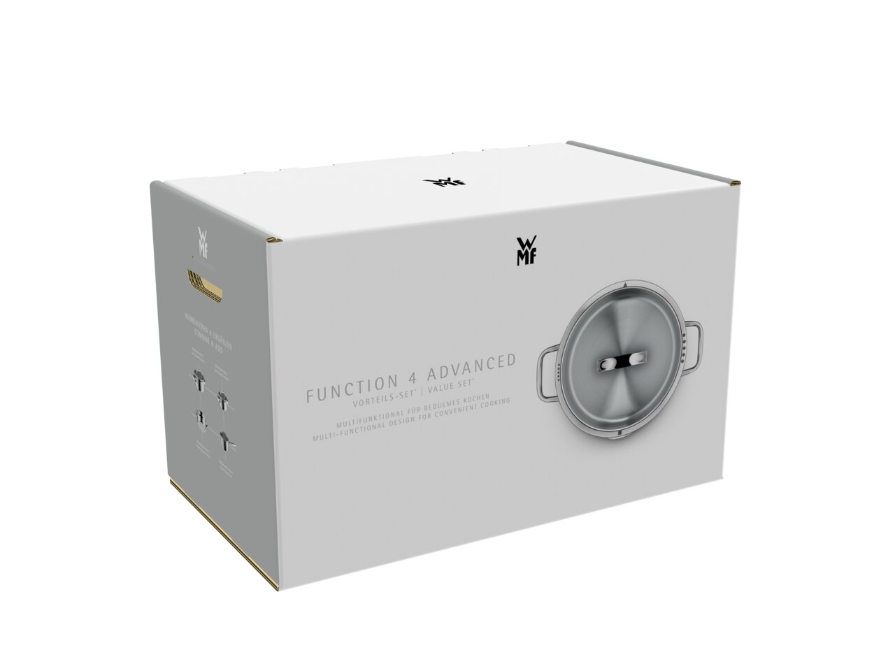 Verpackung des WMF Function 4 Advanced Topf-Sets, 5-teilig, aus seitlicher Perspektive