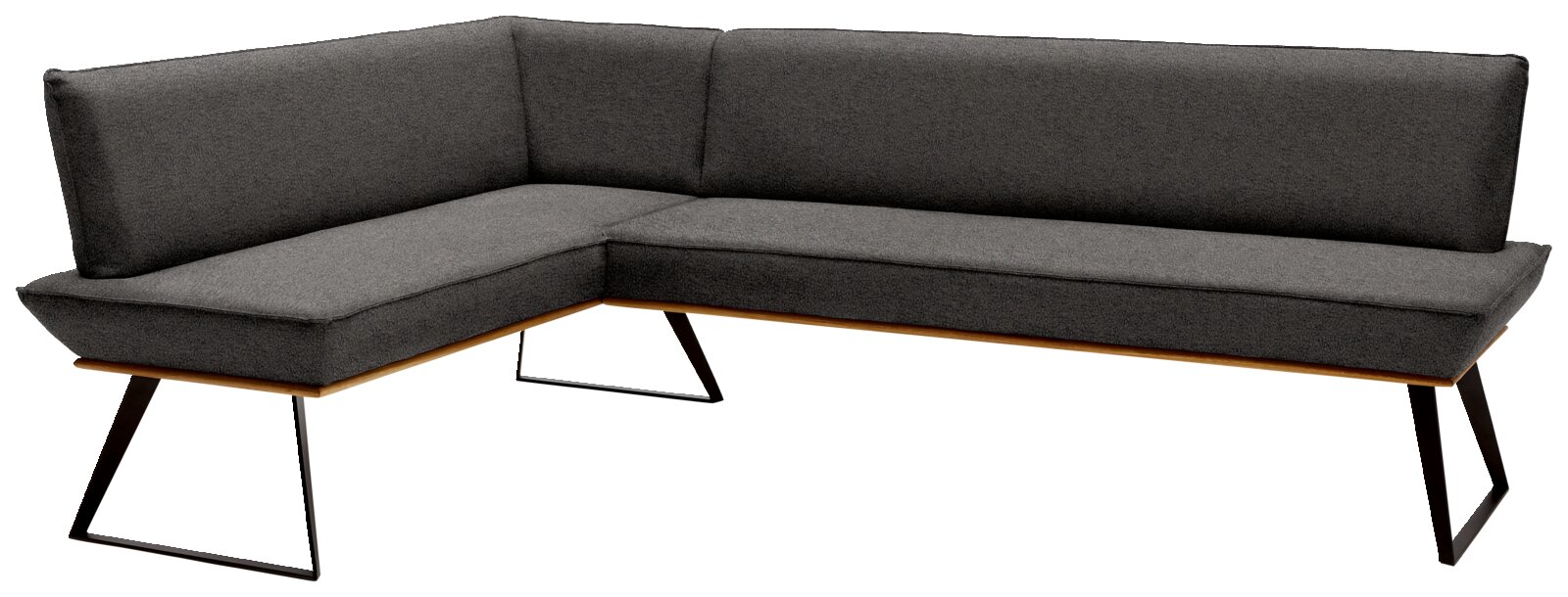 Voleo Hoekbank MALIBU Grijze hoekbank met een modern ontwerp, metalen poten en een L-vorm, zijaanzicht