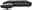 Schwarzes Ledersofa mit Longchair links, Frontalansicht
