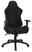 Schwarzer Gaming-Stuhl mit ergonomischem Design, Armlehnen und Rollen, Vorderansicht
