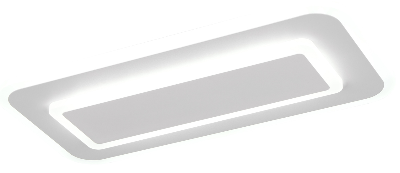 Moderne LED-Deckenleuchte in rechteckiger Form, seitliche Perspektive