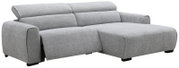Graues Ecksofa ALEXANDRA mit verstellbaren Kopfstützen, Perspektive von vorne rechts