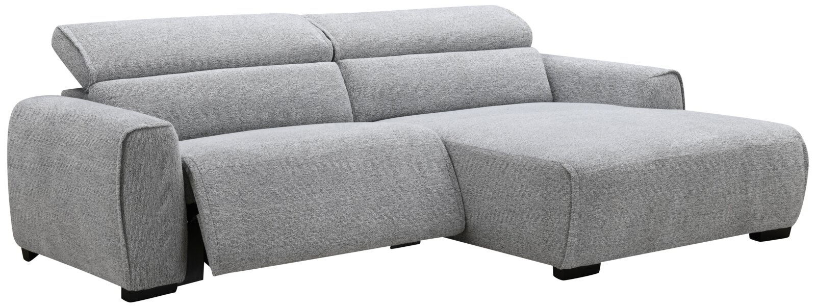 Z2 Ecksofa ALEXANDRA Graues Ecksofa ALEXANDRA mit verstellbaren Kopfstützen, Perspektive von vorne rechts