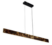 LED-hanglamp met rechthoekige, gedessineerde kap, gezien vanuit de zijkant