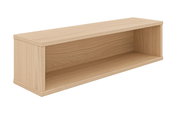 Rechteckige Wandbox aus hellem Holz, seitliche Perspektive