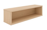 Rechteckige Wandbox aus hellem Holz, seitliche Perspektive