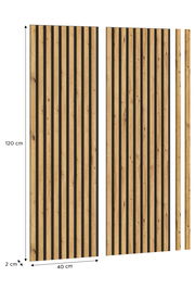 Akustikpaneel aus Holz mit vertikalen Streifen, Maße 120 cm x 40 cm x 2 cm, Vorderansicht