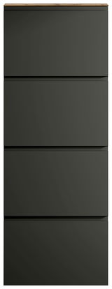 Moderner Hängeschuhschrank mit vier Klappen in dunklem Design, Frontalansicht