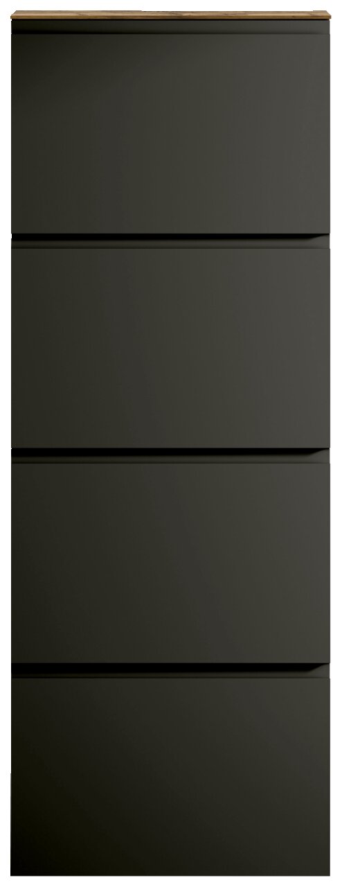 Moderner Hängeschuhschrank mit vier Klappen in dunklem Design, Frontalansicht