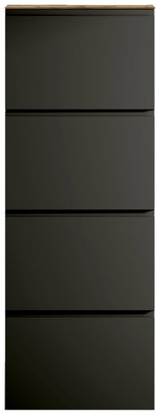 Moderner Hängeschuhschrank mit vier Klappen in dunklem Design, Frontalansicht