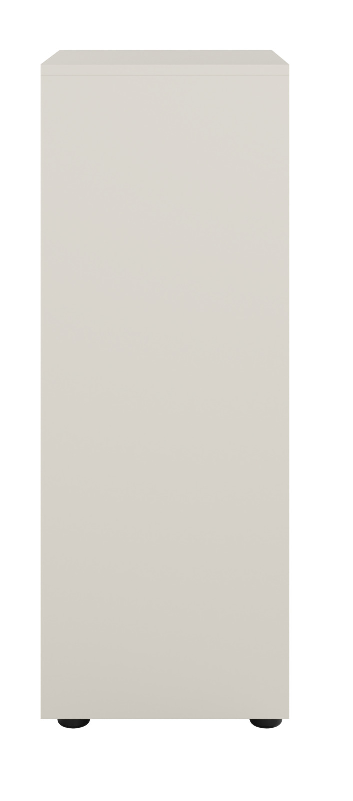 Frontansicht eines schlichten, rechteckigen Aktenregals in hellem Beige.