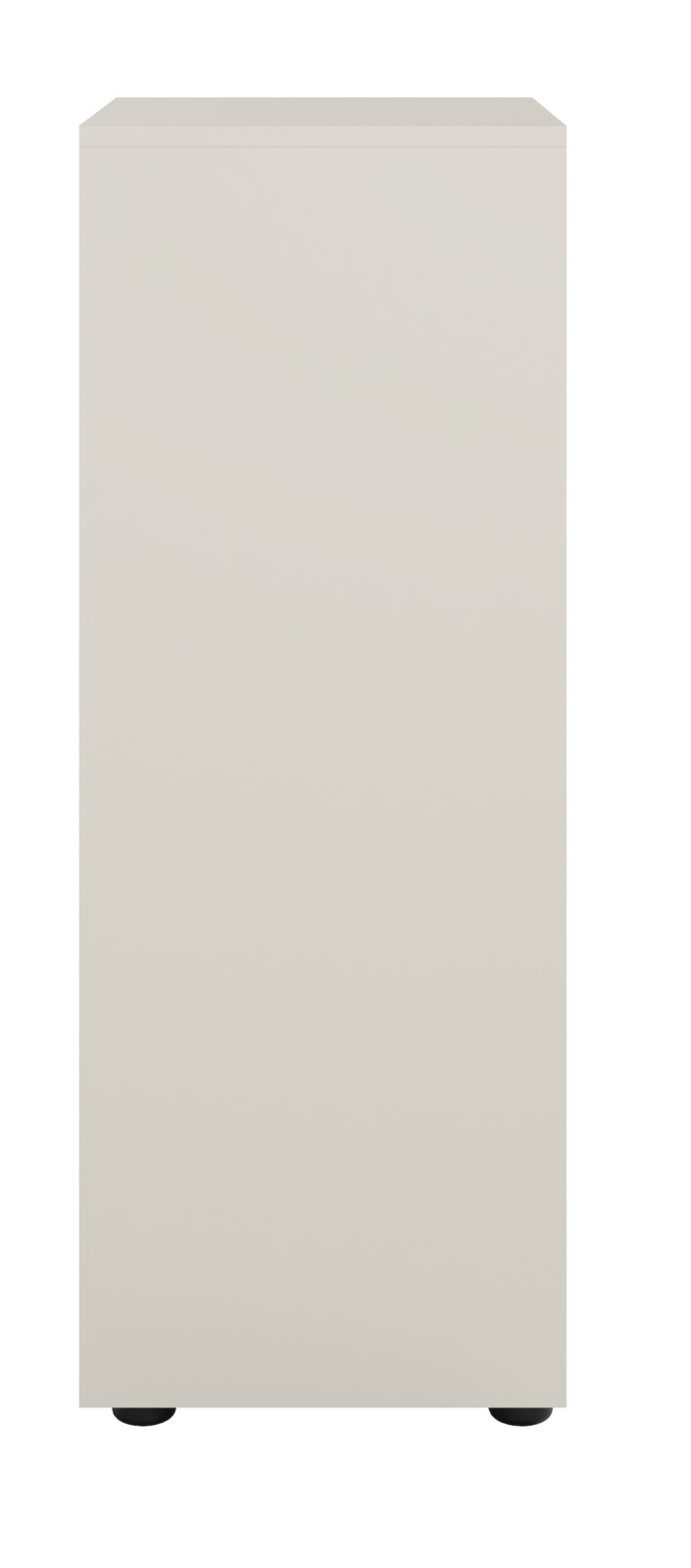 Frontansicht eines schlichten, rechteckigen Aktenregals in hellem Beige.