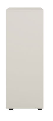 Frontansicht eines schlichten, rechteckigen Aktenregals in hellem Beige.