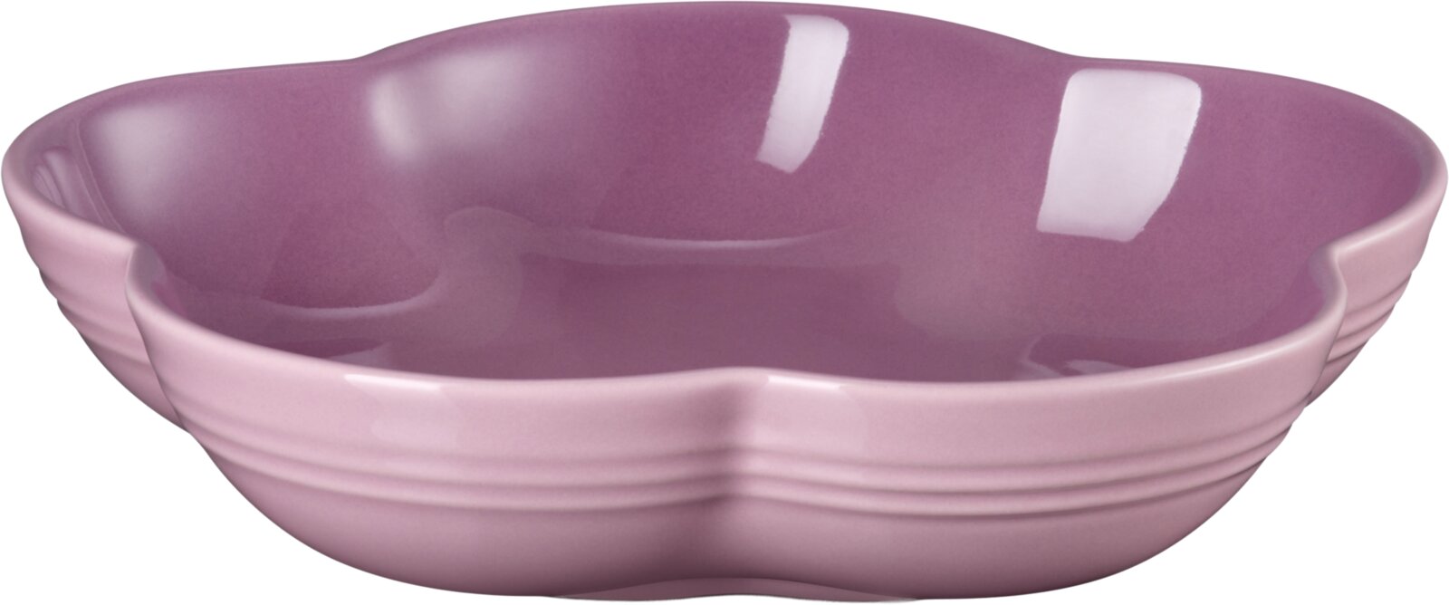 Blumenschüssel in Mauve Pink, seitliche Perspektive