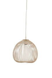 Hängeleuchte mit modernem, offenen Design aus Metallstäben in beige, seitliche Perspektive