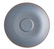 Blaue Cappuccino-Untertasse aus Keramik mit konzentrischen Kreisen, Draufsicht