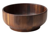 Schüssel aus Akazienholz in Seitenansicht, mit natürlicher Holzmaserung und glatter Oberfläche.