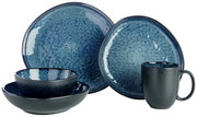Kombiservice 10-teilig in Blau- und Grautönen, bestehend aus Tellern, Schalen und einer Tasse, frontal abgebildet.