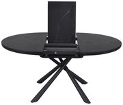 Moderner schwarzer Esstisch mit ausziehbarer Platte, Ansicht von vorne