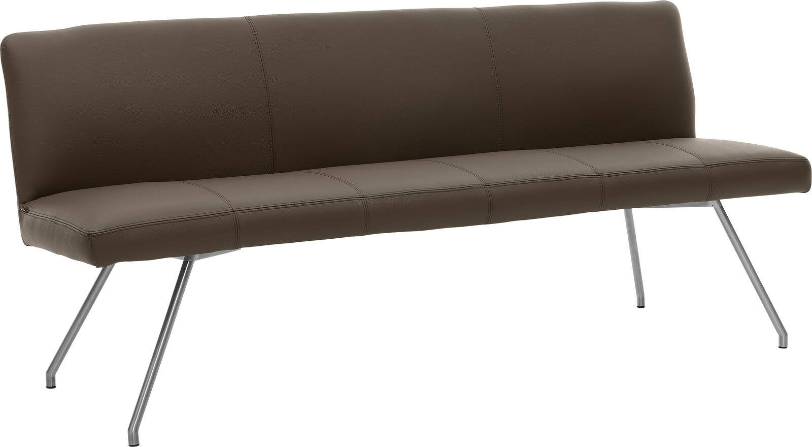 Musterring Bank MR HELMOND Braune Bank mit Metallbeinen, seitliche Perspektive