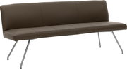 Braune Bank mit Metallbeinen, seitliche Perspektive
