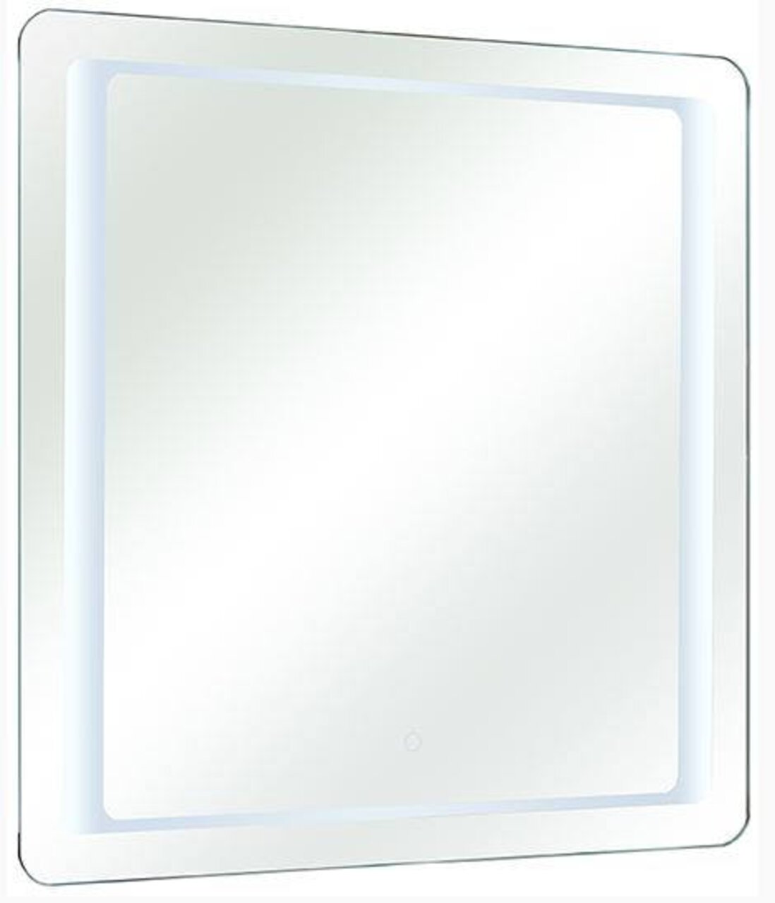 Quadratischer LED-Spiegel mit beleuchtetem Rand, Frontalansicht