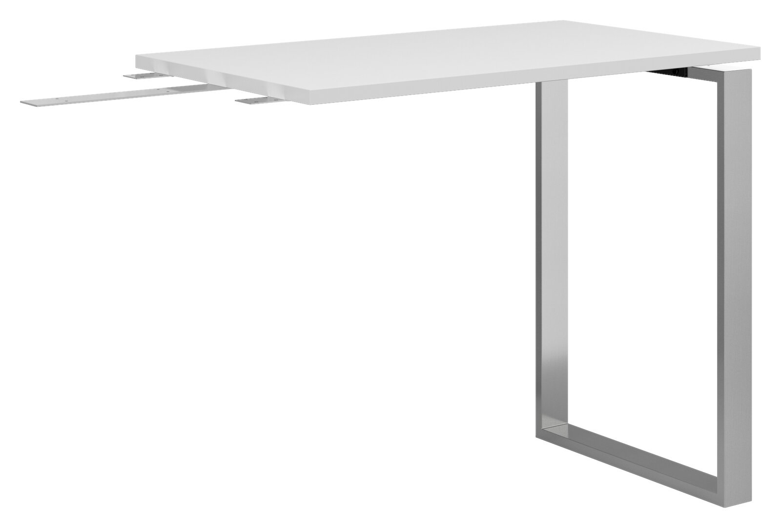 Voleo Ansteckplatte für Schreibtisch NEVADA Weiße Ansteckplatte für Schreibtisch mit Metallgestell, seitliche Perspektive