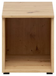 Regalaufsatz aus Holz in Frontansicht, naturbelassene Holzmaserung sichtbar