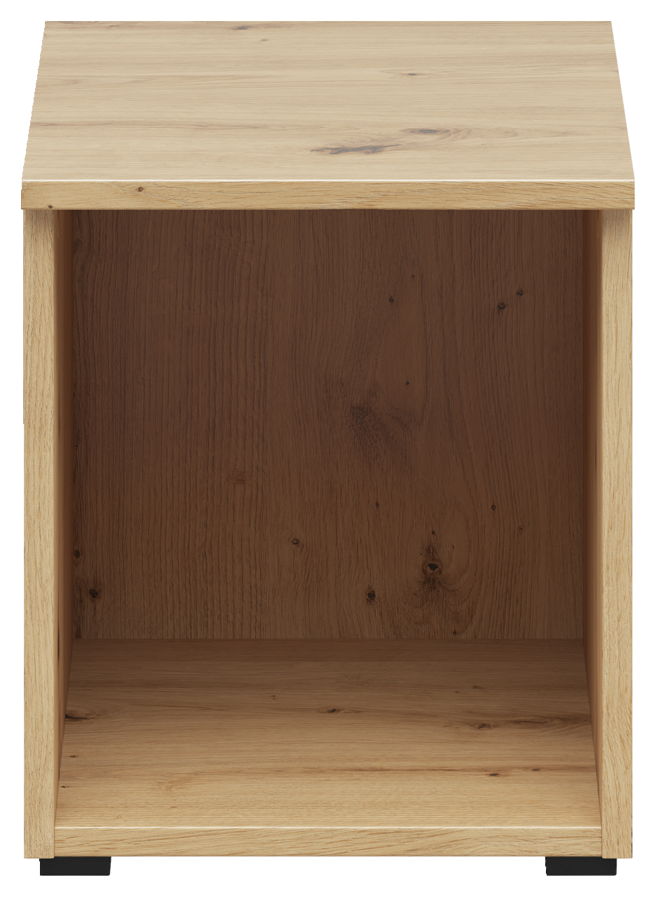 Regalaufsatz aus Holz in Frontansicht, naturbelassene Holzmaserung sichtbar