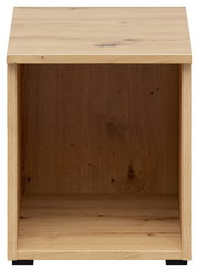 Regalaufsatz aus Holz in Frontansicht, naturbelassene Holzmaserung sichtbar