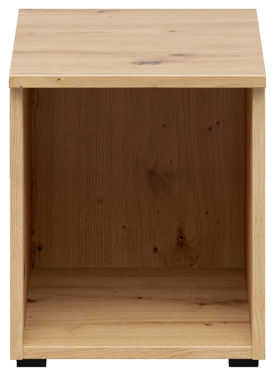 Regalaufsatz aus Holz in Frontansicht, naturbelassene Holzmaserung sichtbar