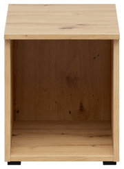 Regalaufsatz aus Holz in Frontansicht, naturbelassene Holzmaserung sichtbar
