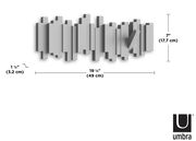 Moderne Wandgarderobe mit geometrischem Design, seitliche Perspektive, Maße: 49 cm breit, 17,7 cm hoch, 3,2 cm tief.