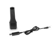 Schwarzes Zubehörteil und USB-Ladekabel für Akku Handstaubsauger, Ansicht von oben