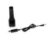 Schwarzes Zubehörteil und USB-Ladekabel für Akku Handstaubsauger, Ansicht von oben