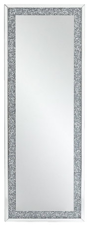 Rechteckiger Spiegel mit glitzerndem Rahmen, frontal abgebildet.