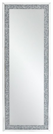 Rechteckiger Spiegel mit glitzerndem Rahmen, frontal abgebildet.