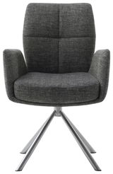 Moderner grauer Sessel mit Metallbeinen, Frontalansicht